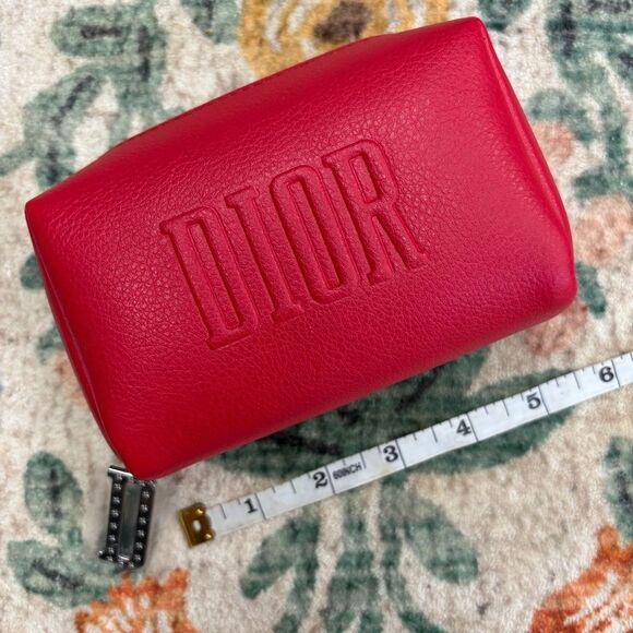 Dior Logo Red Makeup Bag Trousse Clutch Wallet - Picture 2 of 6